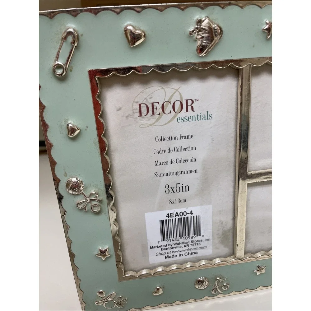 Decor Essentials Enamel Metal Unisex Baby Picture Frame for 4 Photos Standing